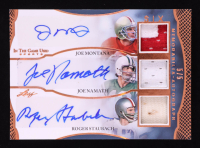Joe Montana / Joe Namath / Roger Staubach / Brett Favre / Steve Young / Jim Kelly 2024 Leaf In The Game Used 6 Autographs Bronze Holo #IGA64 #5/5 at PristineAuction.com