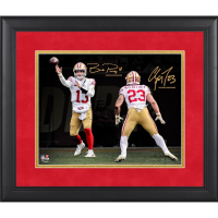 Christian McCaffrey & Brock Purdy 49ers Custom Framed Spotlight Photo at PristineAuction.com