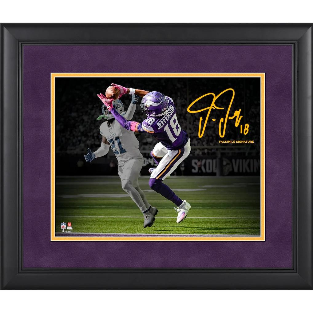 Justin Jeffferson Vikings Custom Framed Spotlight Photo at PristineAuction.com Justin Jeffferson Vikings Custom Framed Spotlight Photo at PristineAuction.com