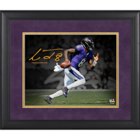 Lamar Jackson Ravens Custom Framed Spotlight Photo at PristineAuction.com