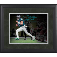 Jalen Hurts Eagles Custom Framed Spotlight Photo at PristineAuction.com