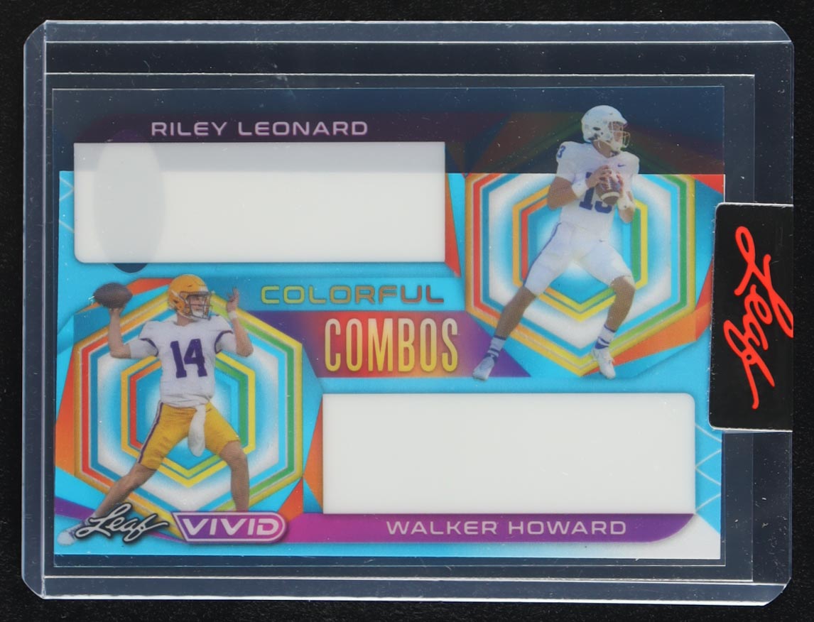 Riley Leonard / Walker Howard 2023 Leaf Vivid Colorful Combos Unsigned Pre-Production Proof #1/1 RC at PristineAuction.com Riley Leonard / Walker Howard 2023 Leaf Vivid Colorful Combos Unsigned Pre-Production Proof #1/1 RC at PristineAuction.com
