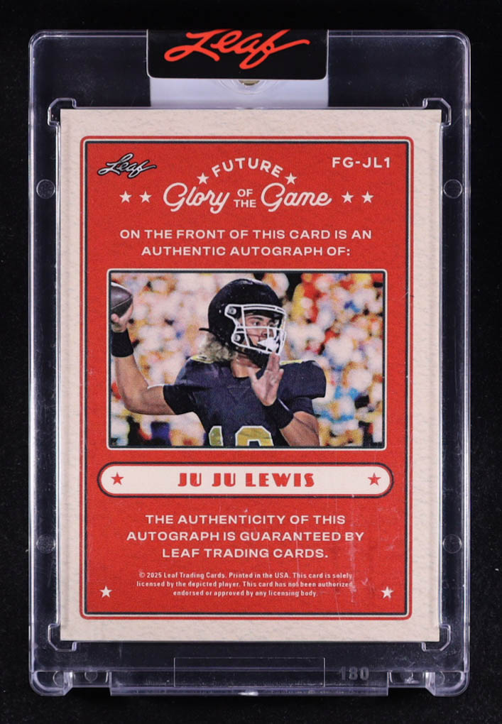 Ju Ju Lewis 2025 Leaf Glory of the Game Future Glory Autographs Platinum #FGJL1 #3/3 RC at PristineAuction.com Ju Ju Lewis 2025 Leaf Glory of the Game Future Glory Autographs Platinum #FGJL1 #3/3 RC at PristineAuction.com