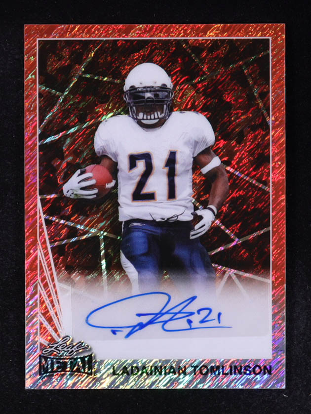 LaDainian Tomlinson 2024 Leaf Metal '90 Leaf Autographs Shimmer Red #90ALT1 #1/1 at PristineAuction.com LaDainian Tomlinson 2024 Leaf Metal '90 Leaf Autographs Shimmer Red #90ALT1 #1/1 at PristineAuction.com