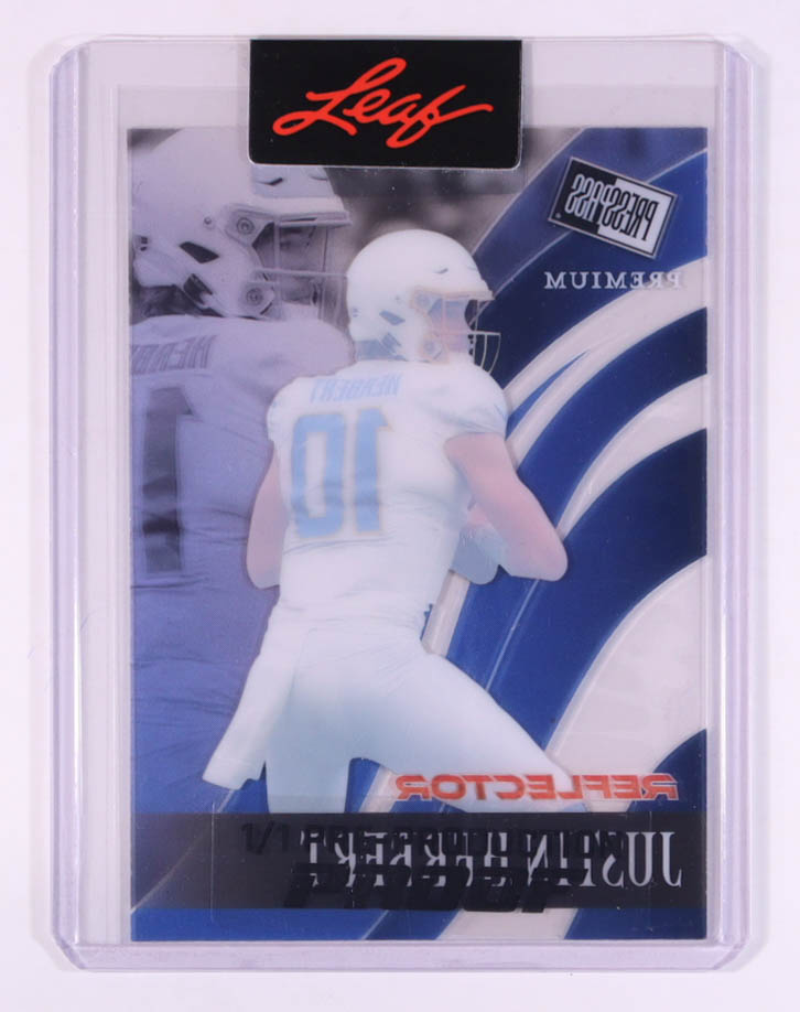 Justin Herbert 2024 Leaf Press Pass Premium Pre-Production Proof #1/1 at PristineAuction.com Justin Herbert 2024 Leaf Press Pass Premium Pre-Production Proof #1/1 at PristineAuction.com