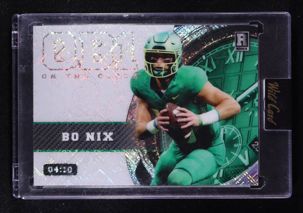 Bo Nix 2023 Wild Card QB1 On The Clock Green #OCWBN2 #4/10 RC at PristineAuction.com Bo Nix 2023 Wild Card QB1 On The Clock Green #OCWBN2 #4/10 RC at PristineAuction.com