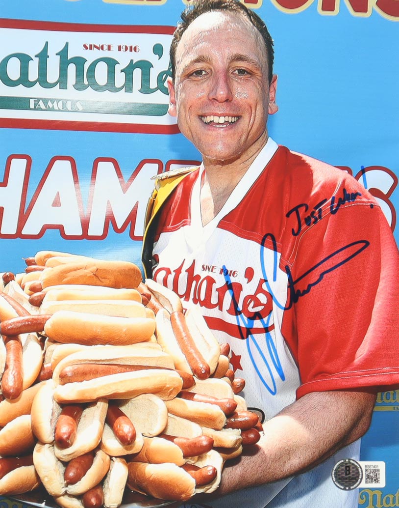 Joey Chestnut Signed 8x10 Photo Inscribed "Jaws" (Beckett) at PristineAuction.com Joey Chestnut Signed 8x10 Photo Inscribed "Jaws" (Beckett) at PristineAuction.com