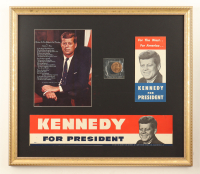 1964 Vintage Art Print with 1960 Presidential Campaign Bumper Sticker, Sealed JFK Coin and Original 1960 Campaign Booklet at PristineAuction.com
