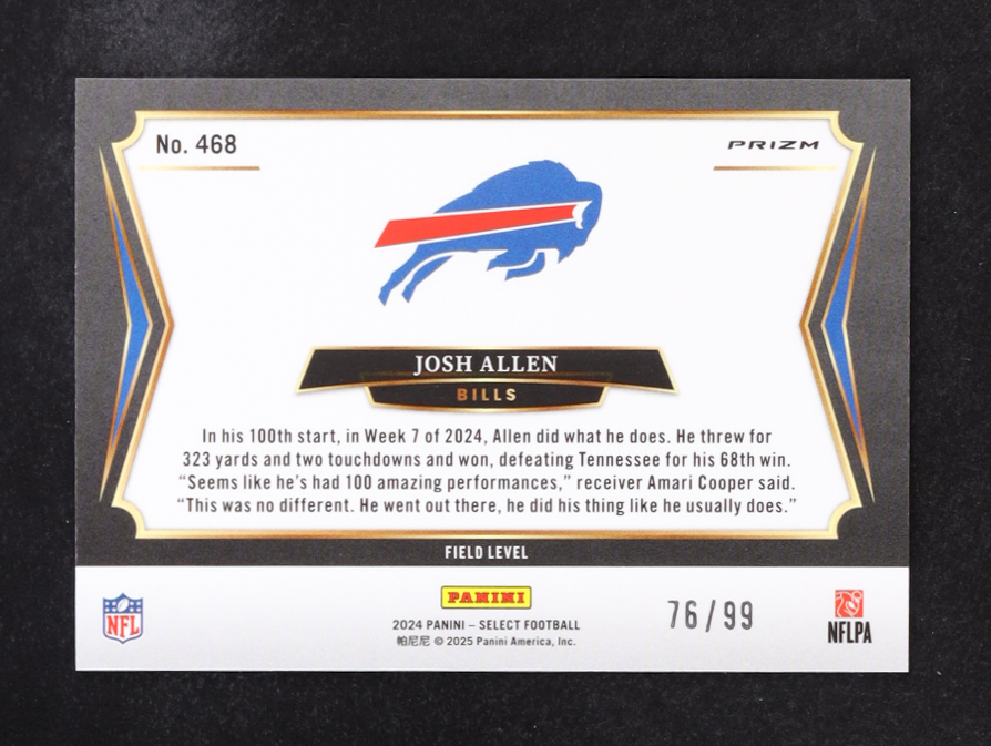 Josh Allen 2024 Select Prizm Tri Color #468 #76/99 at PristineAuction.com Josh Allen 2024 Select Prizm Tri Color #468 #76/99 at PristineAuction.com