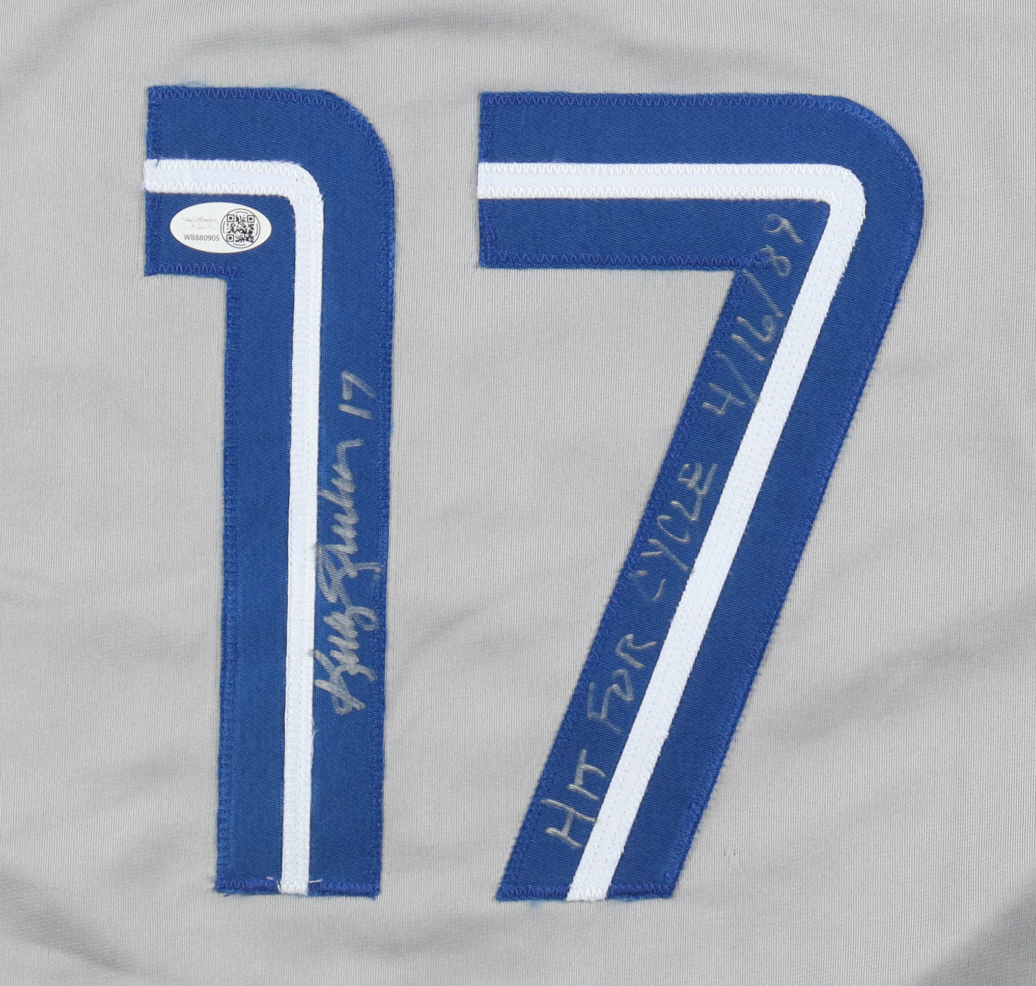 Kelly Gruber Signed Jersey Inscribed "Hit For Cycle 4/16/89" (JSA) at PristineAuction.com Kelly Gruber Signed Jersey Inscribed "Hit For Cycle 4/16/89" (JSA) at PristineAuction.com