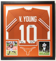 Vince Young Signed Custom Framed Jersey Display Inscribed "05 Nat'l Champs" & "9,216 Total Yards 81 Td's" (JSA) at PristineAuction.com