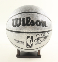 Larry Bird Signed NBA Platinum Edition Basketball with Display Stand (PSA) at PristineAuction.com