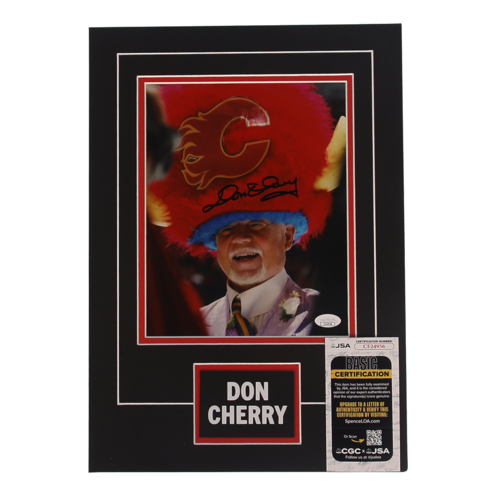 Don Cherry Signed Flames 12x17 Custom Matted Photo Display with Trading Card (JSA) at PristineAuction.com Don Cherry Signed Flames 12x17 Custom Matted Photo Display with Trading Card (JSA) at PristineAuction.com