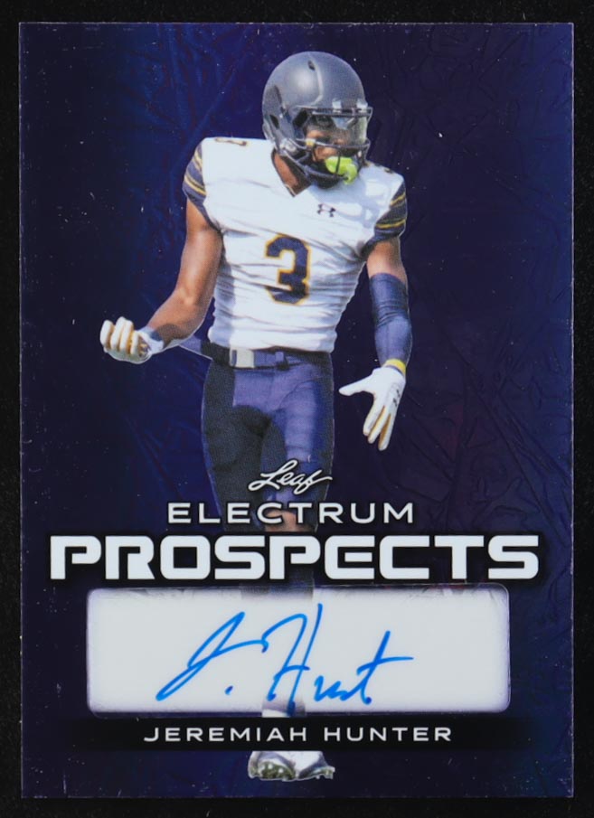 Jeremiah Hunter 2024 Leaf Electrum Prospects Autographs Purple Foil #PAJH2 #12/15 RC at PristineAuction.com Jeremiah Hunter 2024 Leaf Electrum Prospects Autographs Purple Foil #PAJH2 #12/15 RC at PristineAuction.com