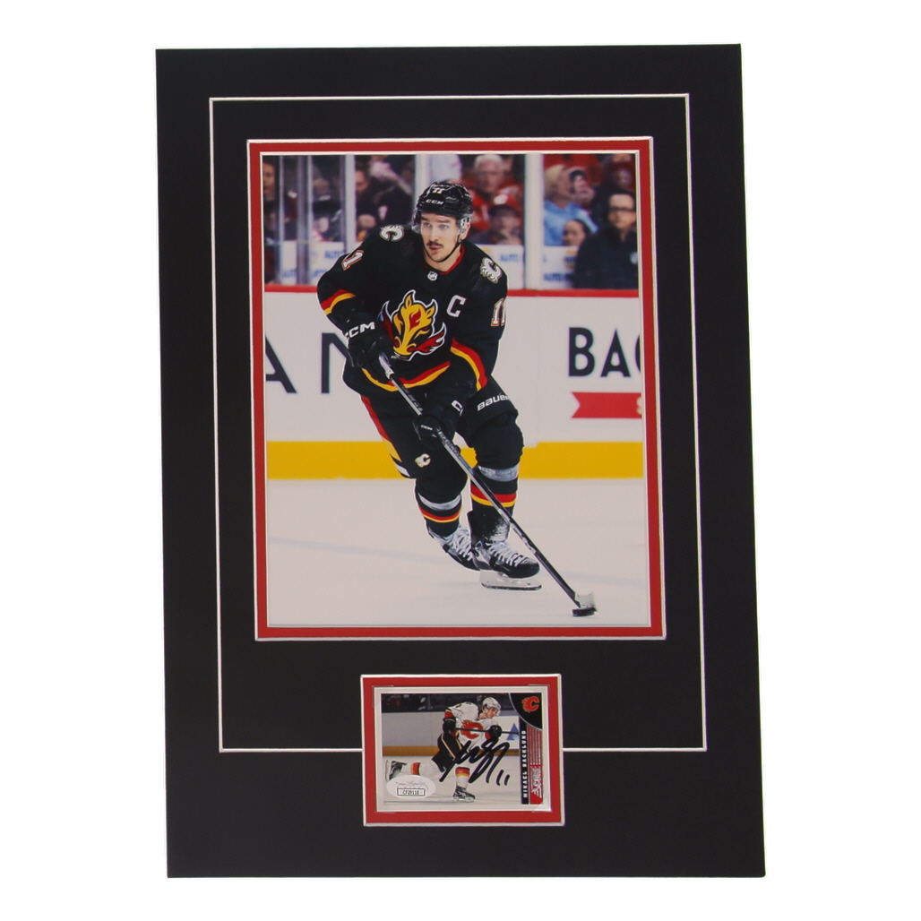 Mikael Backlund Signed Flames 12x17 Custom Matted Photo Display with Trading Card (JSA) at PristineAuction.com Mikael Backlund Signed Flames 12x17 Custom Matted Photo Display with Trading Card (JSA) at PristineAuction.com