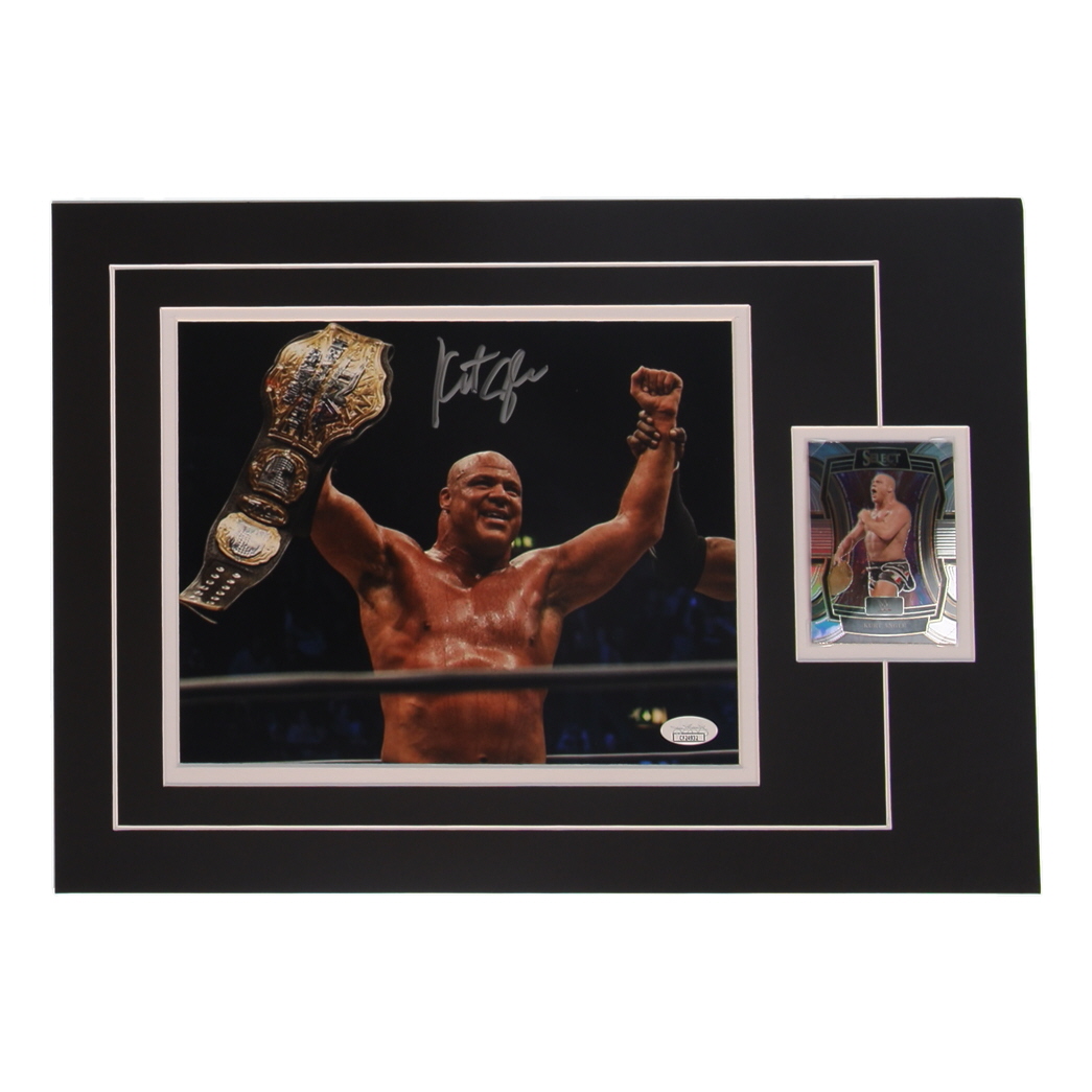 Kurt Angle Signed 12x17 Custom Matted Photo Display with Trading Card (JSA) at PristineAuction.com Kurt Angle Signed 12x17 Custom Matted Photo Display with Trading Card (JSA) at PristineAuction.com
