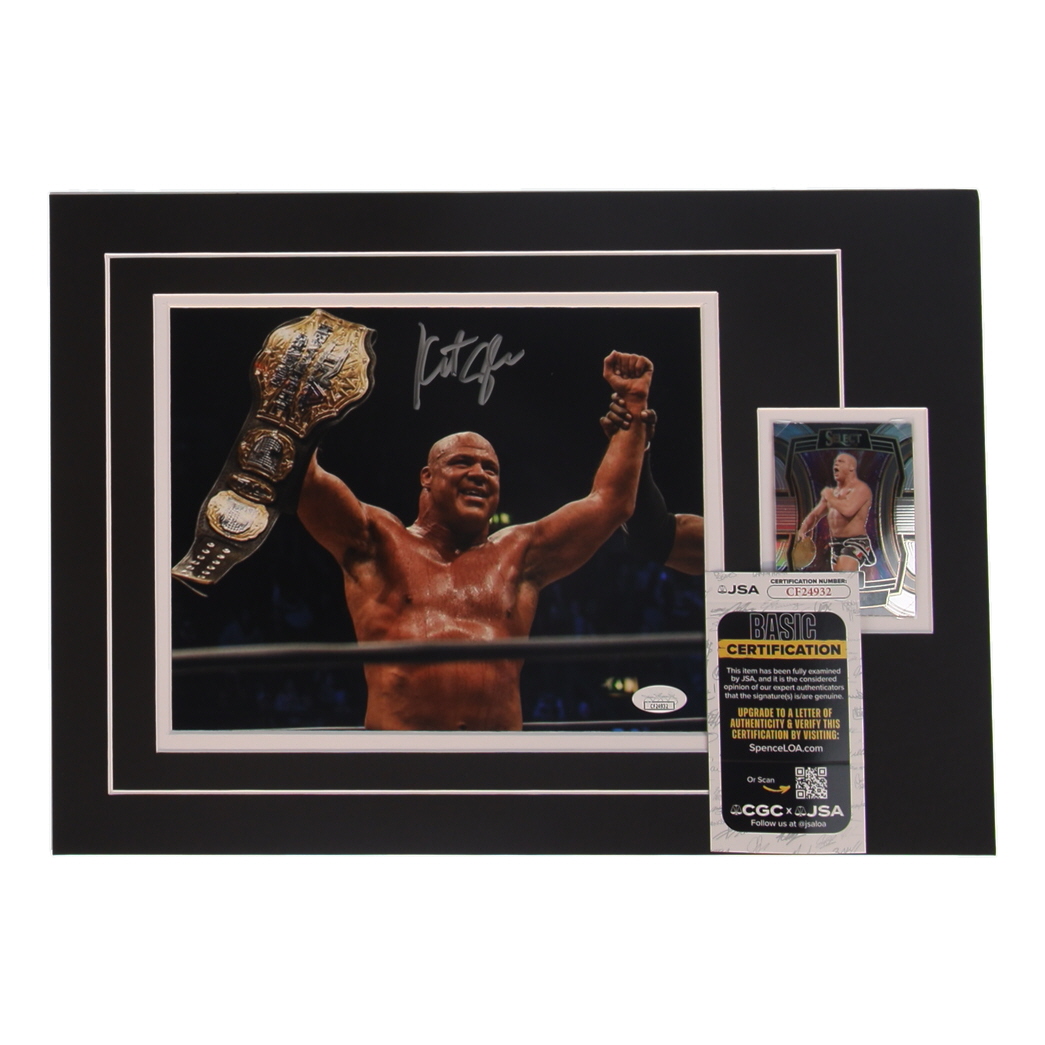 Kurt Angle Signed 12x17 Custom Matted Photo Display with Trading Card (JSA) at PristineAuction.com Kurt Angle Signed 12x17 Custom Matted Photo Display with Trading Card (JSA) at PristineAuction.com