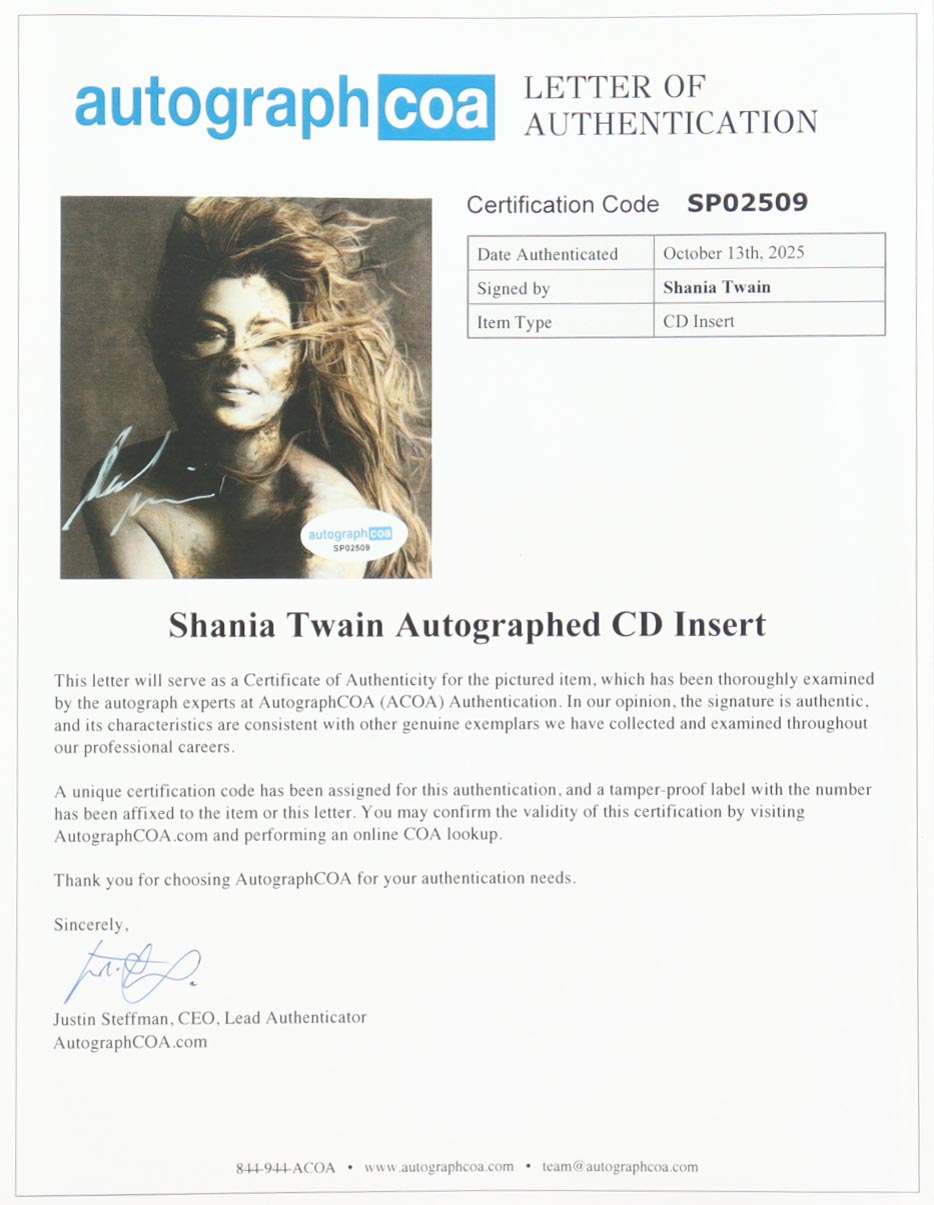 Shania Twain Signed Custom Framed "Queen of Me" CD Album Insert Display (ACOA) at PristineAuction.com Shania Twain Signed Custom Framed "Queen of Me" CD Album Insert Display (ACOA) at PristineAuction.com