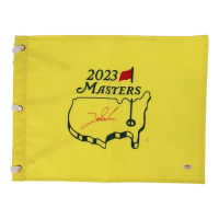 Jon Rahm Signed 2023 Masters Tournament Golf Pin Flag (PSA) at PristineAuction.com