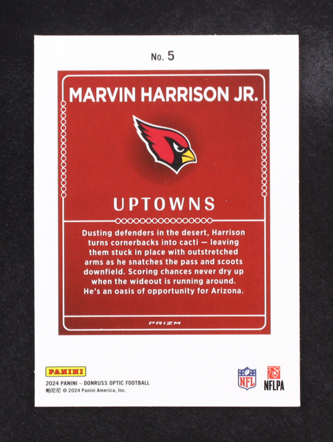 Marvin Harrison Jr. 2024 Clearly Donruss Uptowns #5 RC at PristineAuction.com Marvin Harrison Jr. 2024 Clearly Donruss Uptowns #5 RC at PristineAuction.com