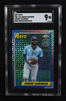 Junior Caminero 2025 Topps '90 Topps Silver Pack Chrome Aqua Refractors #T90C140 #050/199 (SGC 9) at PristineAuction.com