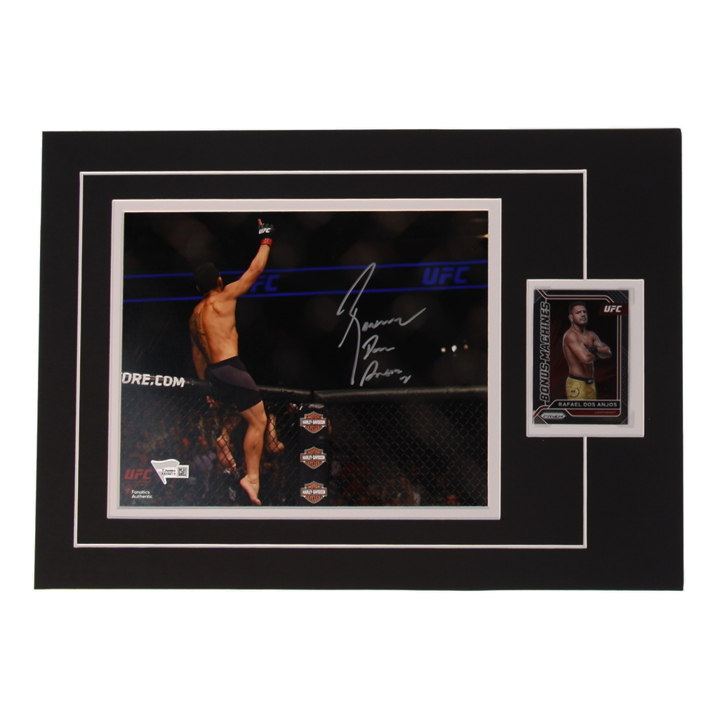 Rafael Dos Anjos Signed 12x17 Custom Matted Photo Display with Trading Card (Fanatics) at PristineAuction.com Rafael Dos Anjos Signed 12x17 Custom Matted Photo Display with Trading Card (Fanatics) at PristineAuction.com