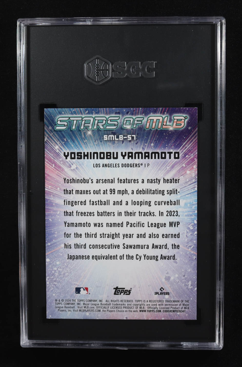 Yoshinobu Yamamoto 2024 Topps Stars of MLB #SMLB57 RC (SGC 10) at PristineAuction.com Yoshinobu Yamamoto 2024 Topps Stars of MLB #SMLB57 RC (SGC 10) at PristineAuction.com