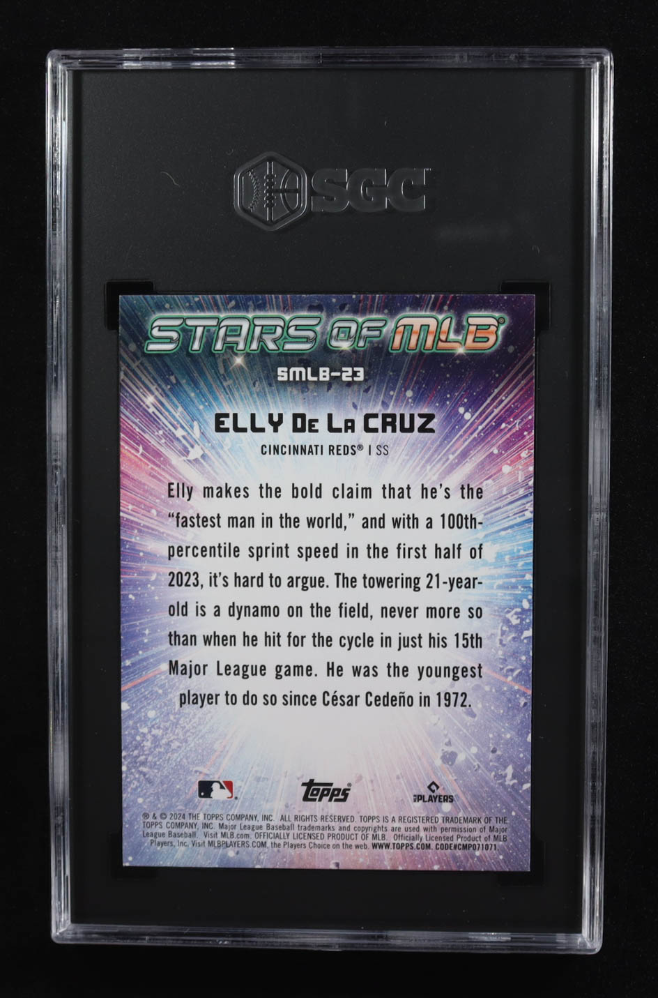 Elly De La Cruz 2024 Topps Stars of MLB #SMLB23 RC (SGC 10) at PristineAuction.com Elly De La Cruz 2024 Topps Stars of MLB #SMLB23 RC (SGC 10) at PristineAuction.com