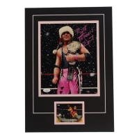 Bret 'Hitman' Hart Signed 12x17 Custom Matted Photo Display with Trading Card (JSA) at PristineAuction.com