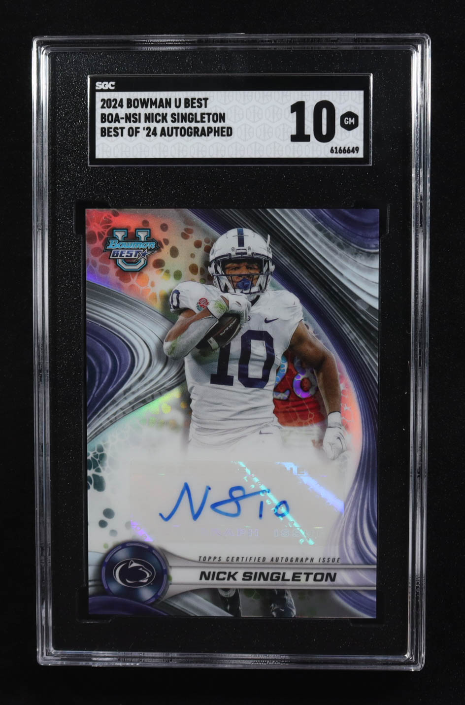 Nick Singleton 2024 Bowman's Best University Best of '24 Autographs #BOANSI RC (SGC 10) at PristineAuction.com Nick Singleton 2024 Bowman's Best University Best of '24 Autographs #BOANSI RC (SGC 10) at PristineAuction.com