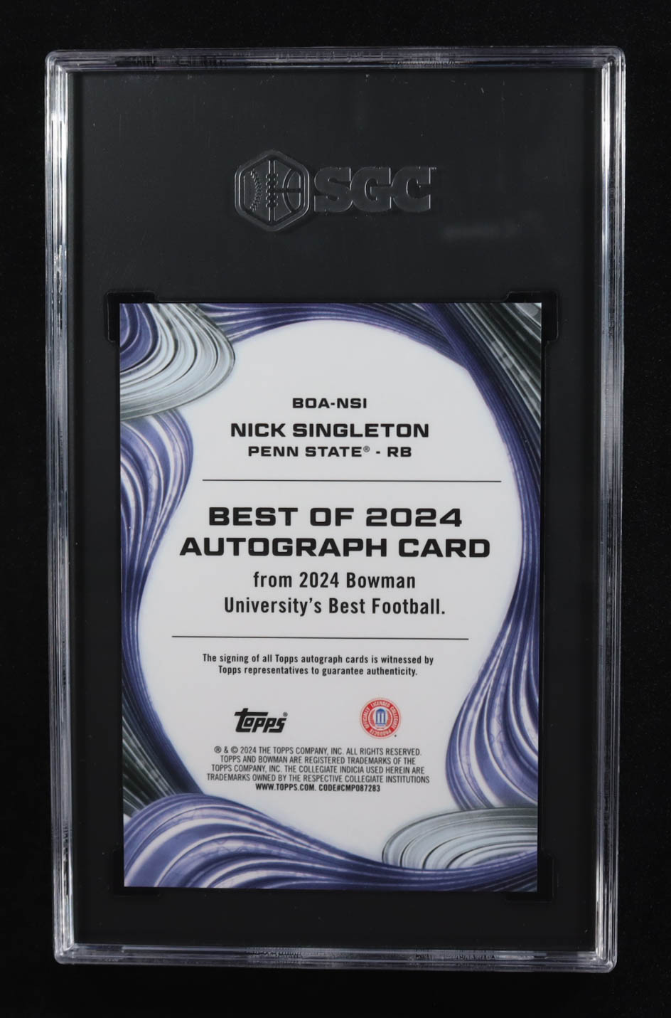 Nick Singleton 2024 Bowman's Best University Best of '24 Autographs #BOANSI RC (SGC 10) at PristineAuction.com Nick Singleton 2024 Bowman's Best University Best of '24 Autographs #BOANSI RC (SGC 10) at PristineAuction.com