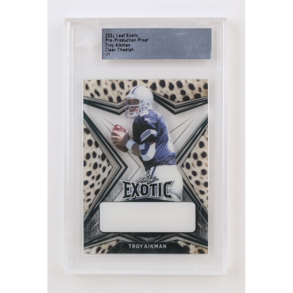 Troy Aikman 2022 Leaf Exotic Clear Cheetah Pre-Production Proof #NNO #1/1 (Leaf) at PristineAuction.com