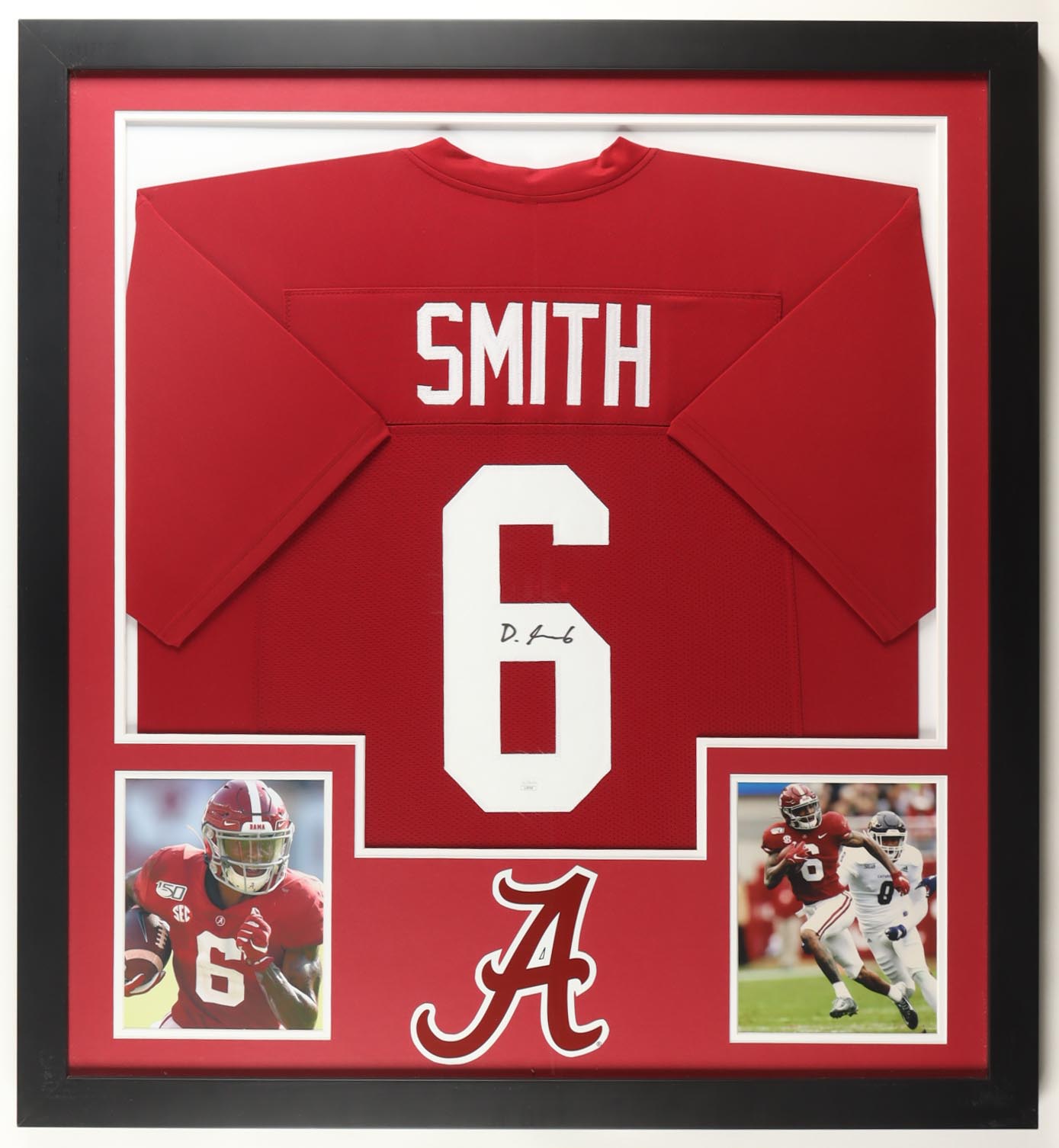 DeVonta Smith Signed Custom Framed Jersey Display (JSA) at PristineAuction.com DeVonta Smith Signed Custom Framed Jersey Display (JSA) at PristineAuction.com