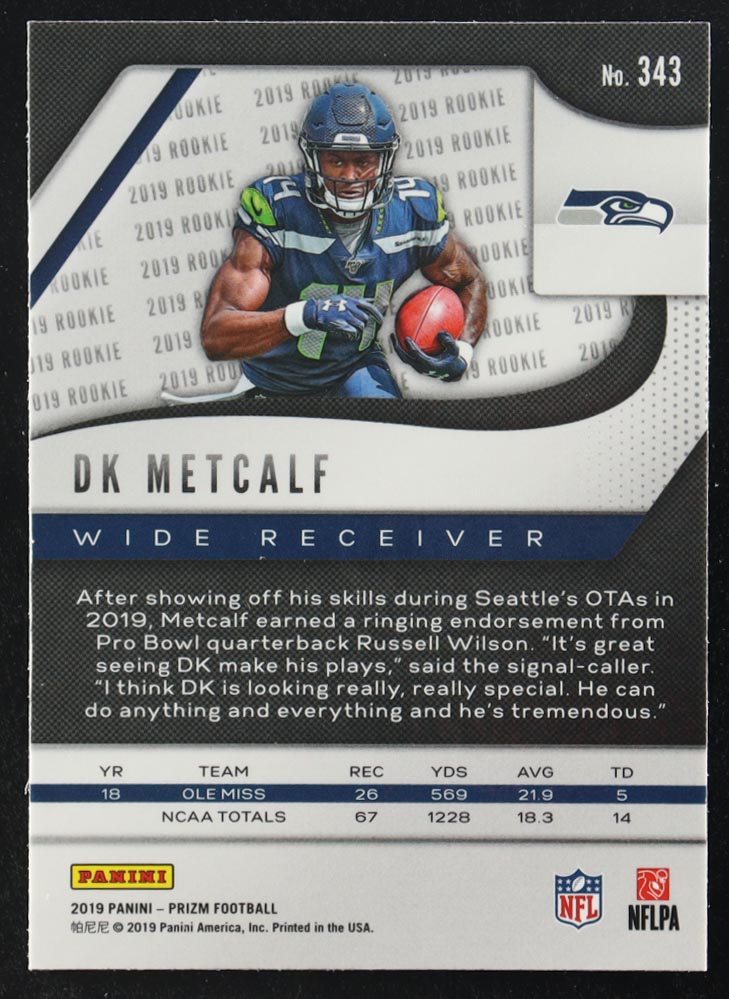 DK Metclaf 2019 Panini Prizm #343 RC at PristineAuction.com DK Metclaf 2019 Panini Prizm #343 RC at PristineAuction.com