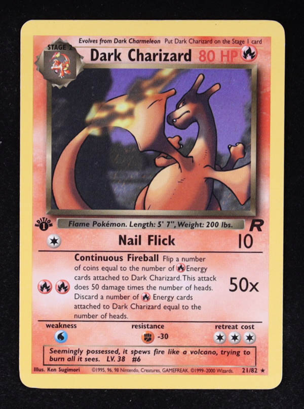 Dark Charizard 2000 Pokemon Team Rocket 1st Edition #21 at PristineAuction.com Dark Charizard 2000 Pokemon Team Rocket 1st Edition #21 at PristineAuction.com