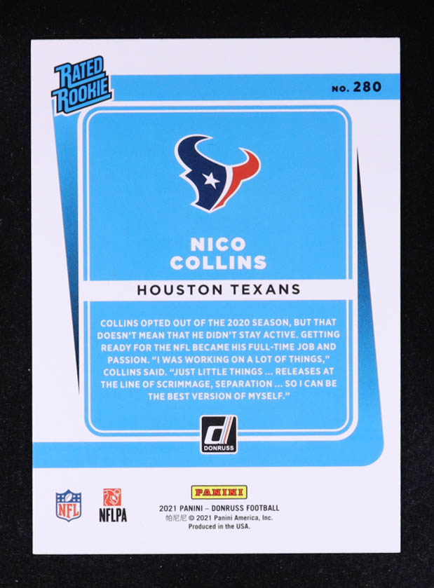 Nico Collins 2021 Donruss Press Proof Red #280 RR RC at PristineAuction.com Nico Collins 2021 Donruss Press Proof Red #280 RR RC at PristineAuction.com