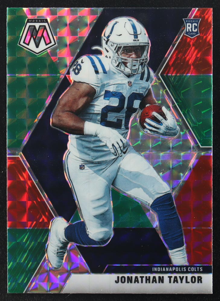 Jonathan Taylor 2020 Panini Mosaic Mosaic Choice Red and Green #216 RC at PristineAuction.com Jonathan Taylor 2020 Panini Mosaic Mosaic Choice Red and Green #216 RC at PristineAuction.com