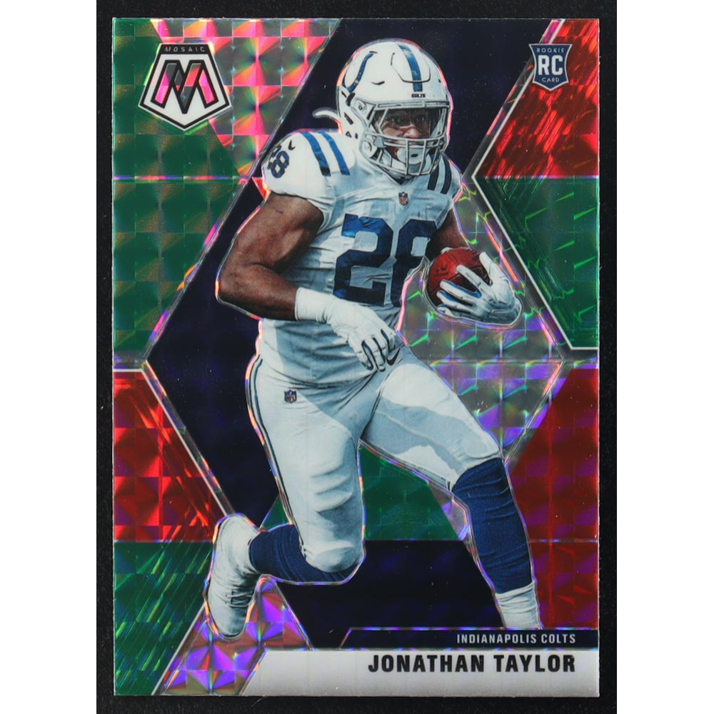 Jonathan Taylor 2020 Panini Mosaic Mosaic Choice Red and Green #216 RC at PristineAuction.com