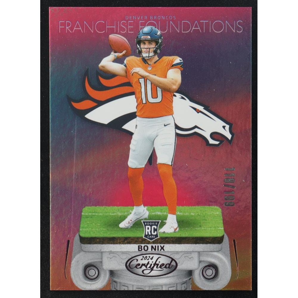 Bo Nix 2024 Certified Franchise Foundations Mirror Pink #8 RC #118/199 at PristineAuction.com