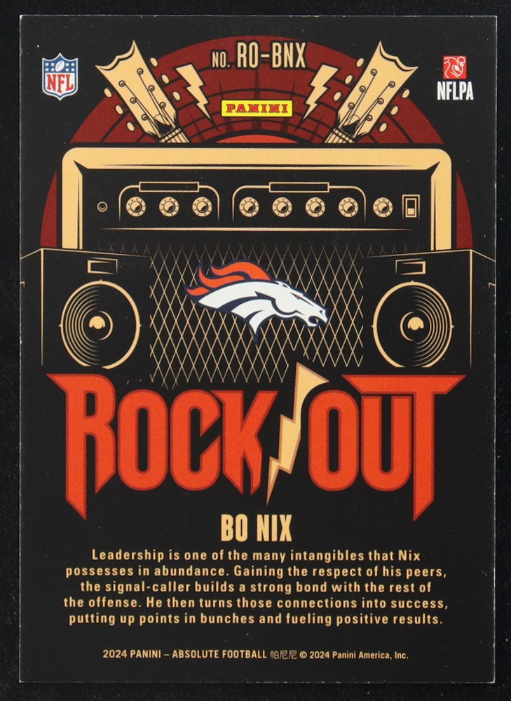 Bo Nix 2024 Absolute Rock Out Spectrum Red #ROBNX RC #141/150 at PristineAuction.com Bo Nix 2024 Absolute Rock Out Spectrum Red #ROBNX RC #141/150 at PristineAuction.com
