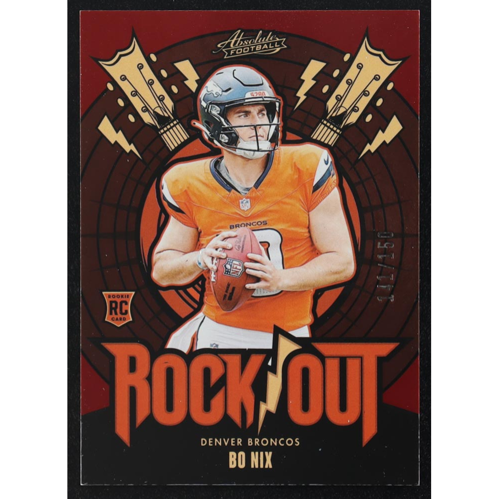 Bo Nix 2024 Absolute Rock Out Spectrum Red #ROBNX RC #141/150 at PristineAuction.com