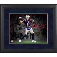 Drake Maye Patriots Custom Framed Spotlight Photo at PristineAuction.com