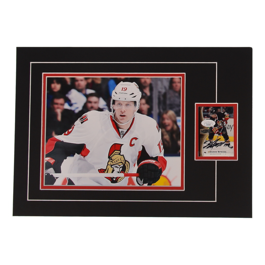Jason Spezza Signed 12x17 Custom Matted Sports Card Display with Photo (JSA) at PristineAuction.com Jason Spezza Signed 12x17 Custom Matted Sports Card Display with Photo (JSA) at PristineAuction.com