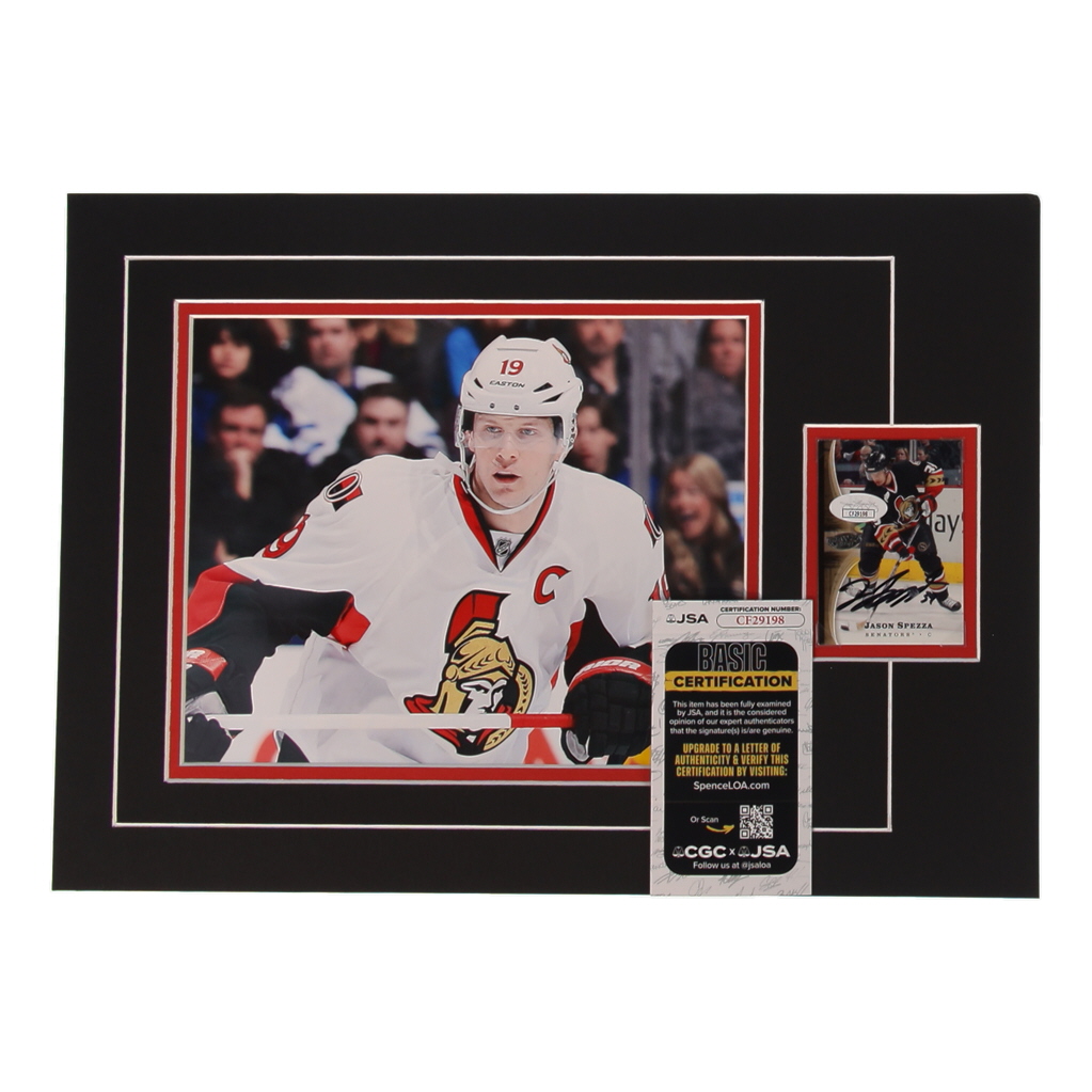 Jason Spezza Signed 12x17 Custom Matted Sports Card Display with Photo (JSA) at PristineAuction.com Jason Spezza Signed 12x17 Custom Matted Sports Card Display with Photo (JSA) at PristineAuction.com