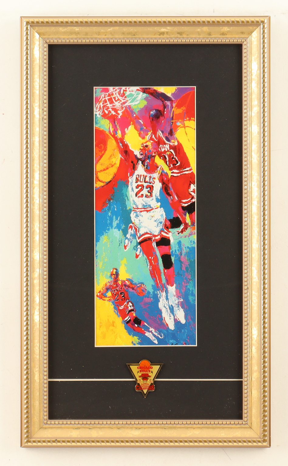 "Michael Jordan" by Leroy Neiman Custom Framed Art Print Display at PristineAuction.com "Michael Jordan" by Leroy Neiman Custom Framed Art Print Display at PristineAuction.com