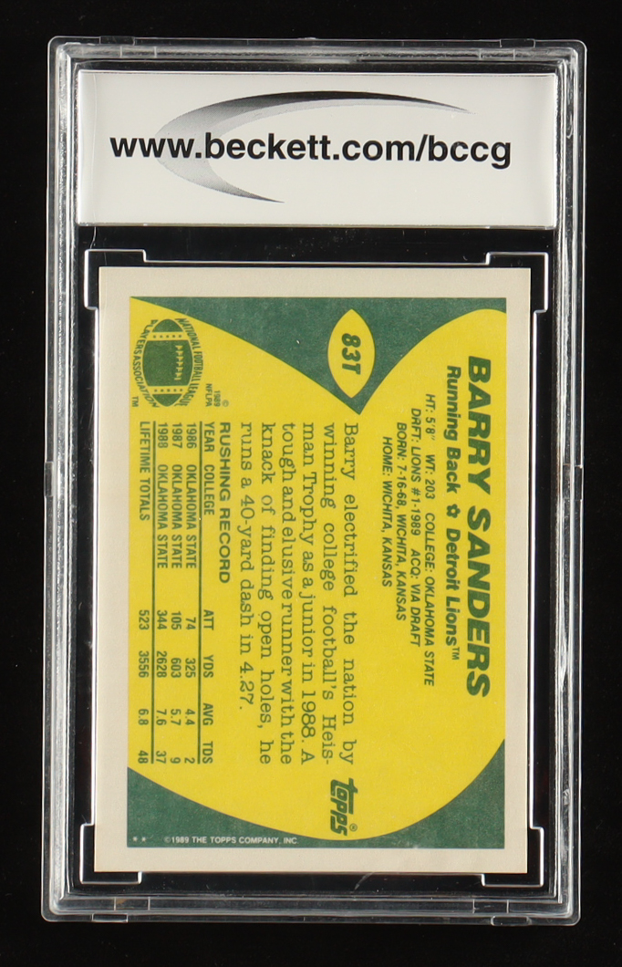 Barry Sanders 1989 Topps Traded #83T RC (BCCG 10) at PristineAuction.com Barry Sanders 1989 Topps Traded #83T RC (BCCG 10) at PristineAuction.com