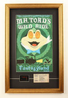 Disneyland "Mr. Toad's Wild Ride" Custom Framed Poster Display with Vintage Disneyland Mr. Toad Cart and Vintage Disneyland Mr. Toad Ticket at PristineAuction.com