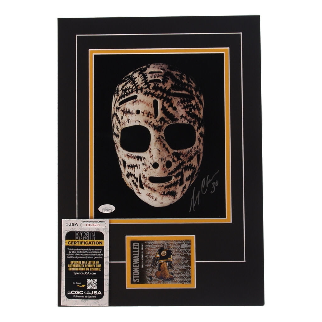 Gerry Cheevers Signed 12x17 Custom Matted Photo Display with Trading Card (JSA) at PristineAuction.com Gerry Cheevers Signed 12x17 Custom Matted Photo Display with Trading Card (JSA) at PristineAuction.com
