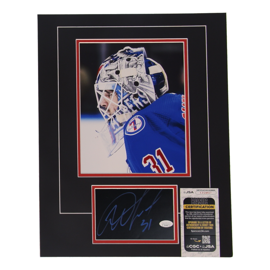 Igor Shesterkin Signed 12x17 Custom Matted Cut Display with Photo (JSA) at PristineAuction.com Igor Shesterkin Signed 12x17 Custom Matted Cut Display with Photo (JSA) at PristineAuction.com