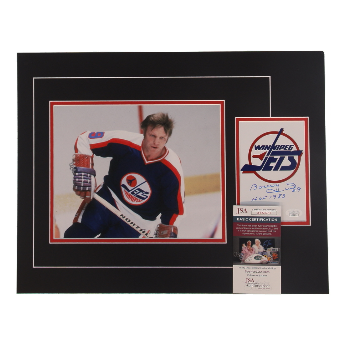 Bobby Hull Signed 12x17 Custom Matted Cut Display with Photo Inscribed "HOF 1983" (JSA) at PristineAuction.com Bobby Hull Signed 12x17 Custom Matted Cut Display with Photo Inscribed "HOF 1983" (JSA) at PristineAuction.com